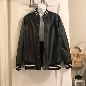 Trendy Pleather Varsity Jacket